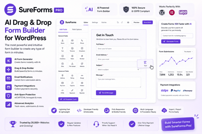 SureForms Pro – AI Drag & Drop Form Builder for WordPress