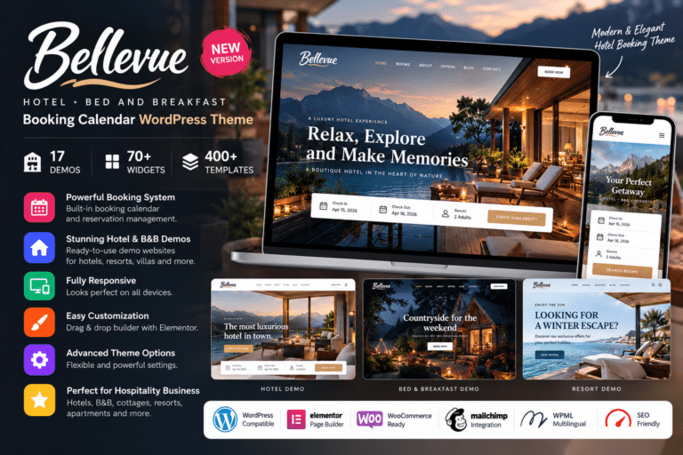 Bellevue  – Hotel + Bed and Breakfast Booking Calendar Theme
