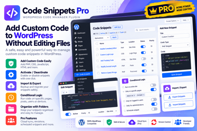 Code Snippets Pro – WordPress Code Snippets Manager