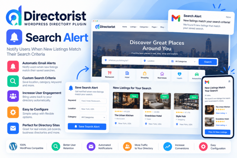 Directorist Search Alert – Saved Search & Listing Alerts