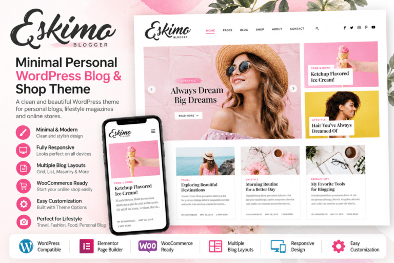 Eskimo – Minimal Personal WordPress Blog & Shop Theme