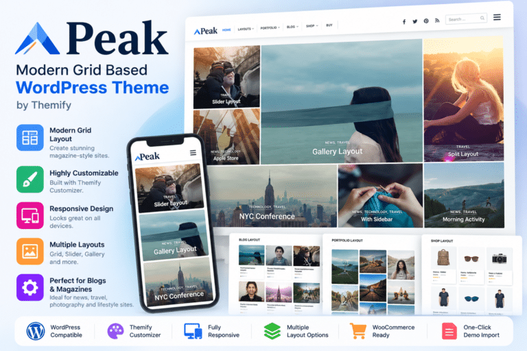 Peak – A Modern Grid Based WordPress Theme